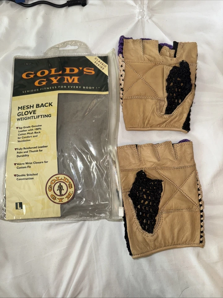 Golds, Gym Series Fitness , Mesh Bag, Glove, Weightlifting Size Large Purple Tan - Image 4 of 4