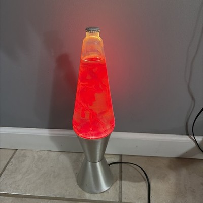 Vintage 1990 Orange/Red  Lava Lite Lava Lamp Silver Base Works No Top