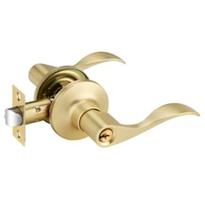 1 Pack Gold Door Handles Keyed Alike Entry Door Handle with Lock and Key Bras