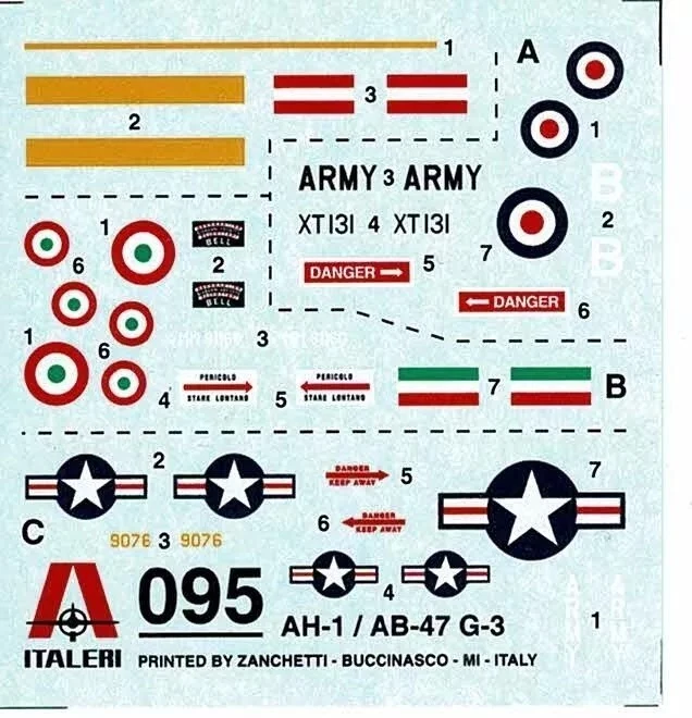 Italeri 1/72 Agusta Bell AB 47 AH 1 SIGILLATO SEALED Italia US Army UK Decal - Immagine 2 di 3