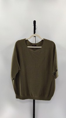 Quince Lightweight Cotton Cashmere Link-Stitch Dolman Sweater Olive L