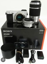 USED SONY 6400 Double Zoom Lens Kit Silver ILCE-6400 Excellent With Tracking