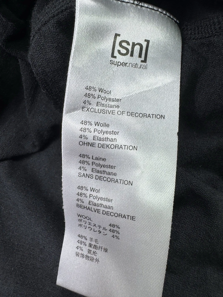 Супер натуральный SN мужчин 2XL черный длинным рукавом мериносовой шерсти смесь рубашка базовый слой - Изображение 4 из 4