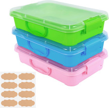 3 Pcs Plastic Sensory Bins-Portable Sandbox Container with Handle  Clear Lid-St