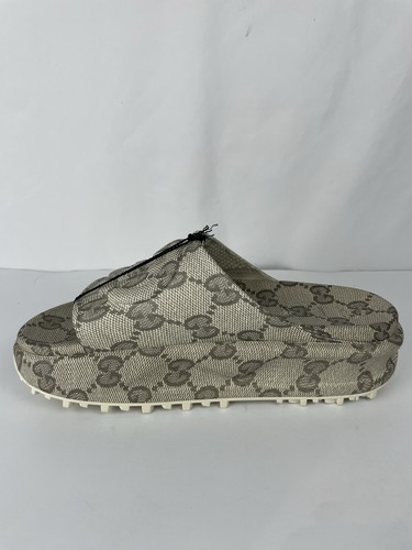 Gucci Interlocking GG Plateau Pantoletten Sandalen Beige Ebenholz 725539 Gr. 41 / US 11 - Bild 7 von 13