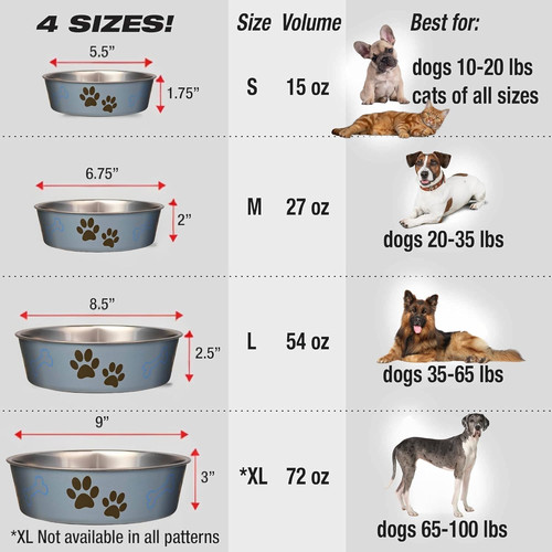 Bella Dog Bowls- Stainless Steel Dog &amp; Cat Bowls - Spill Proof…