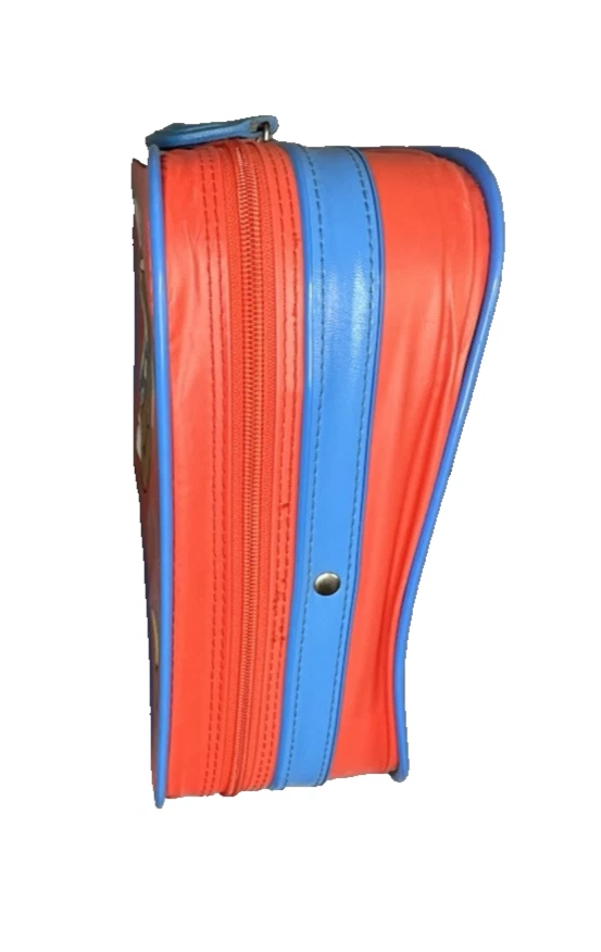 vtg 1985-86 SANRIO CHUM TEDDY BEAR KIDS red blue zipper suitcase 10.5"x17"x4.5" - Image 2 of 4