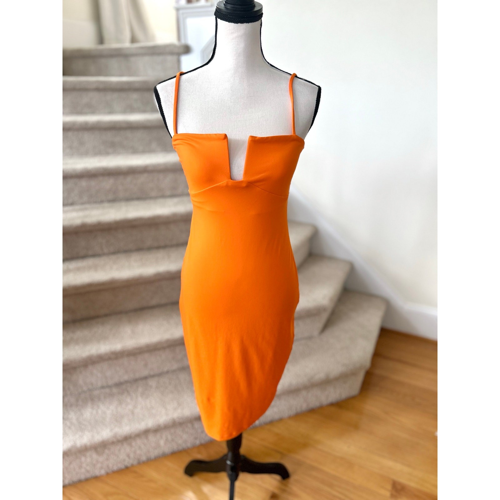Susana Monaco Orange Square Neck Fitted Sheath Dr… - image 2