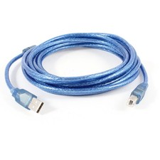 16ft 5 Meters USB 2.0 A Male to B Male Printer Scanner Cable Cord Clear Blue