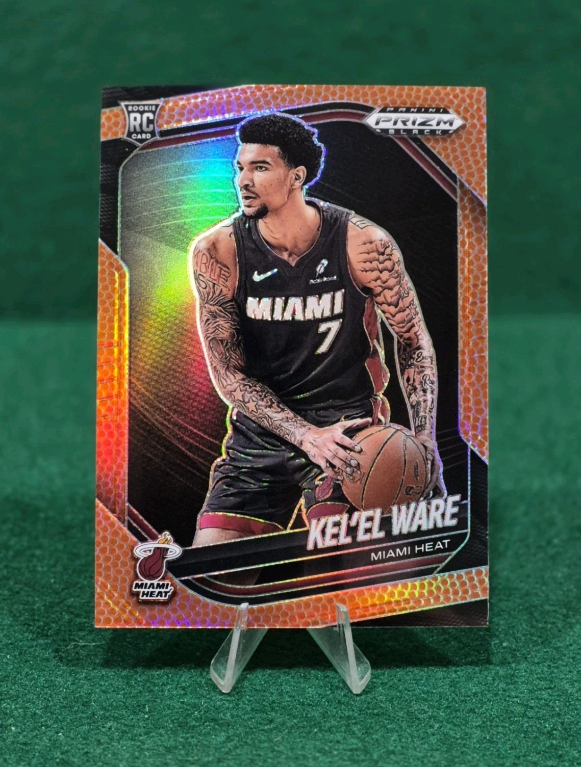 Kel'el Ware Rookie (Basketball Logo) /225 2024 Panini Prizm Black 156 Miami Heat
