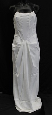 Lune Eclat Women's Tovarl Strapless Plunge Fishbone Maxi Dress LB3 White Medium