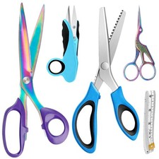 Sewing Bundle 5 PCS Scissors Fabric Pinking Embroidery Snips Measuring Tape