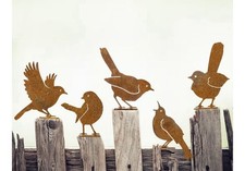 5PCS Rusty Birds Decoration,Outdoor Bird Wall Decor,Metal Birds Yard Decor, M...
