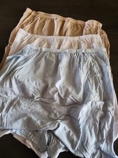Vtg National Cotton Briefs Pettipants Size 13 Womens Granny 3pk Blue White Beige