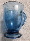 Vintage Anchor Hocking Dusky Blue Glass Footed Pedestal Coffee Cup Mugs