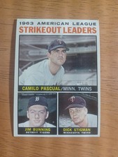 1964 Topps #6 AL Strikeout Leaders Pascual Bunning Stigman