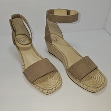 Vince Camuto Jesla Leather Espadrille Wedge Sandal Tan Strappy