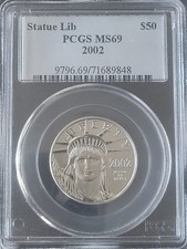 2002 $50 1/2 oz  Platinum Eagle in PCGS MS 69 2798.00 per troy oz