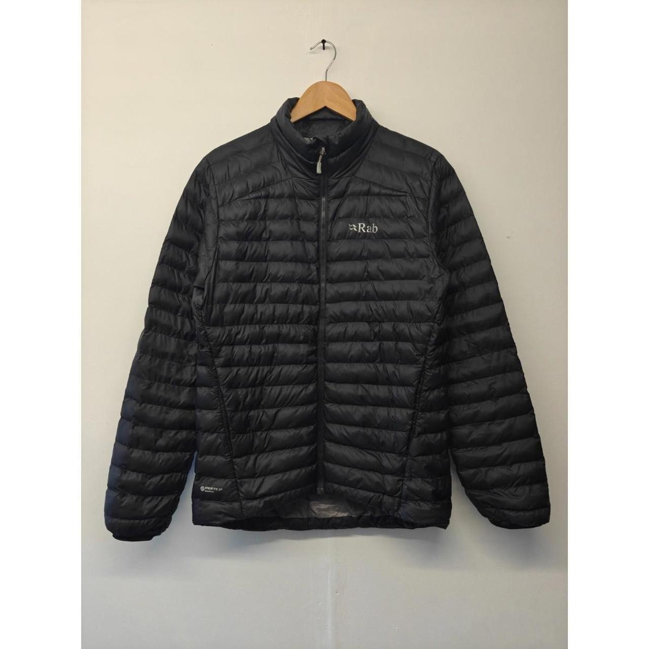 RAB Puffer Jacket Pertex Full Zip Outdoor Winter Coat Small, Black