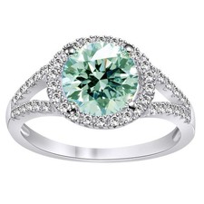 3 Ct Vvs1,Blue White Round Cut Moissanite Engagement Ring Sterling Silver Size 7