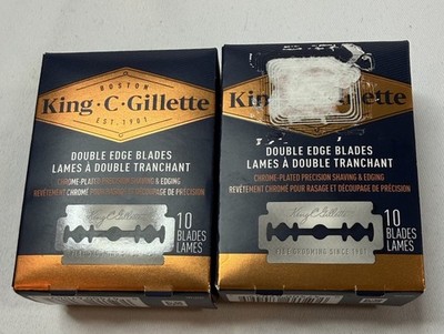 King C Gillette Double Edge Razor Blades, 10 Ct Per Box LOT Total 20 Blades *W7