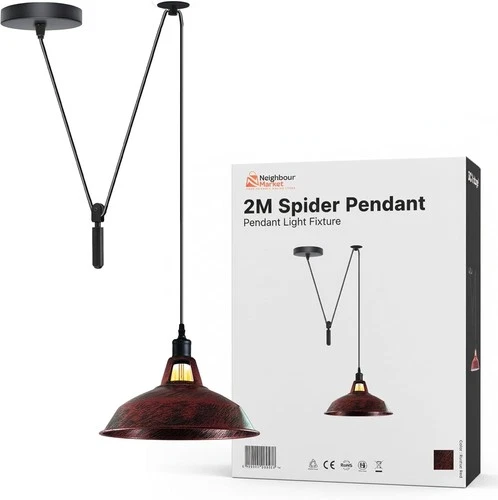 2M Adjustable Barn Pulley Pendant Light Retro Industrial Metal E26 Fixture