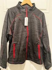 North End Sport Carbon Gray/Red Full Zip Jacket Womens 3XL Audio Port Wicking