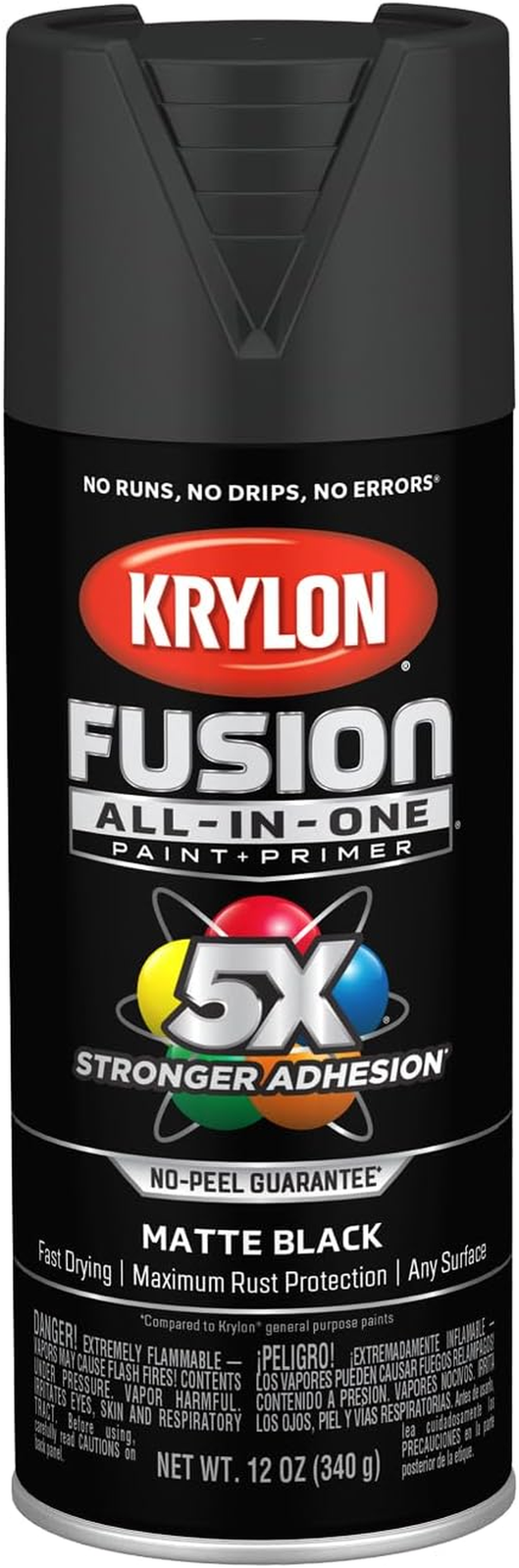 Fusion All-In-One Black Adhesive Spray Paint 12 Oz for Indoor Outdoor Surfaces