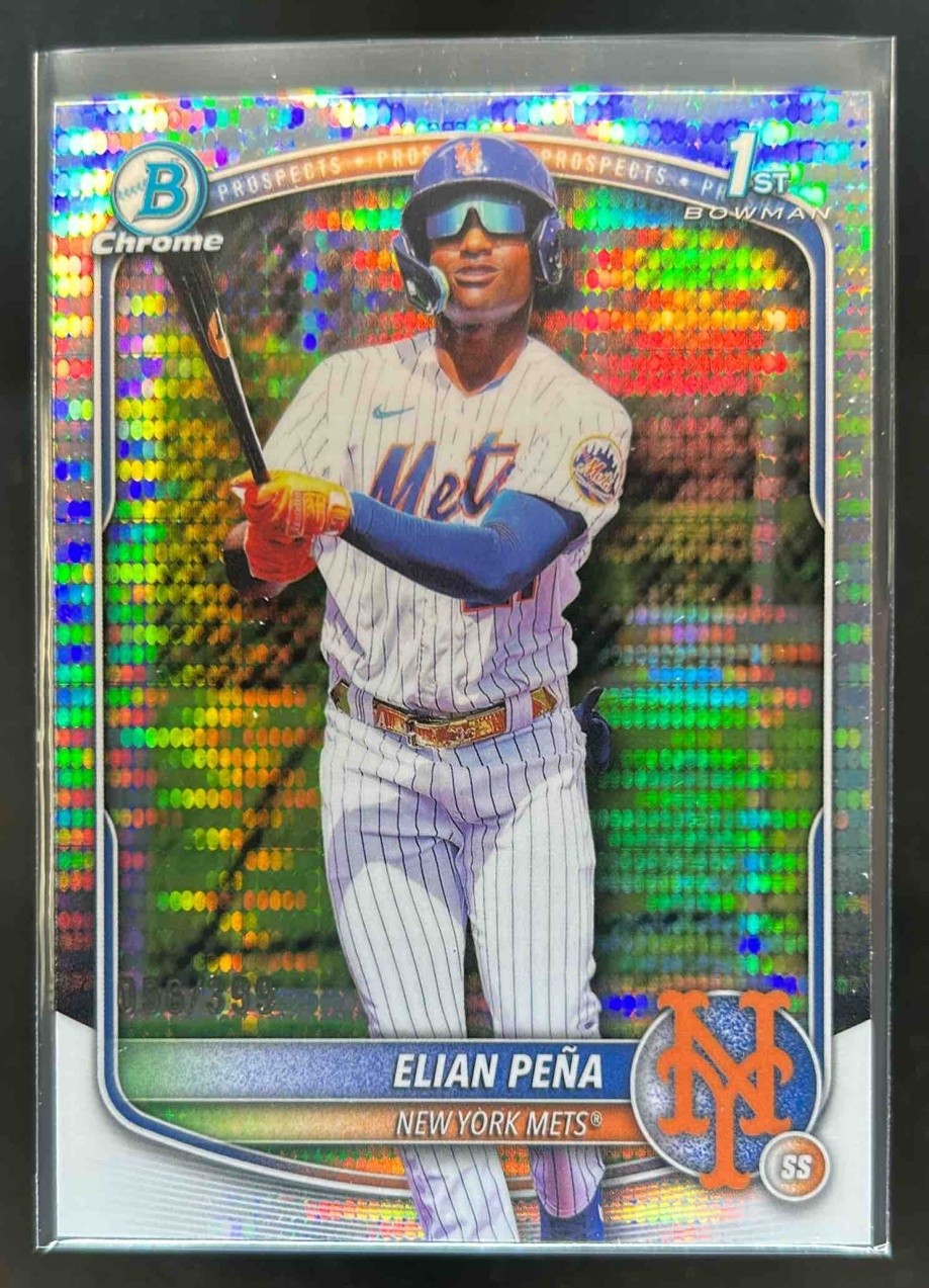 2025 Bowman Chrome Elian Pena Pulsar Refractor 1st Prospect #/399 Mets