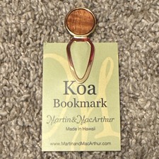 Martin & MacArthur Koa Wood Bookmark Gold Cli...