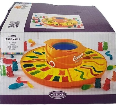 Nostalgia Gummy Candy Maker Electric Gelatin with Worm Bear Fish Molds  B92