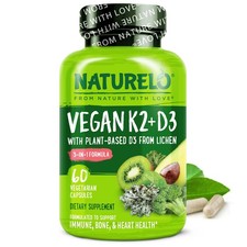 NATURELO Vitamin D3 K2 - Vegan with Plant Bas...