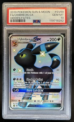 2019 Pokemon SM Hidden Fates Umbreon GX #SV69/SV94 PSA 10 GEM MINT