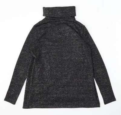 Blühender wunderbarer schwarzer Damen Rollkragen Polyester Pullover Pulli Größe S