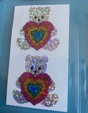 Vintage Hambly Prism Rainbow Heart Teddy Bear Sticker Module