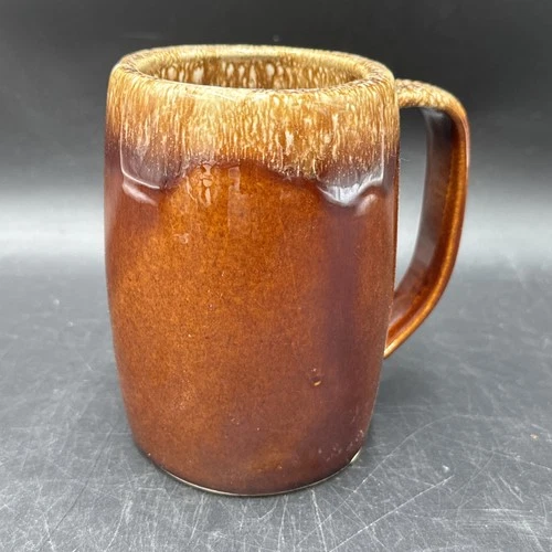Vintage Hull Pottery Earthenware Brown Drip Gaze Large Coffee Tea Mug