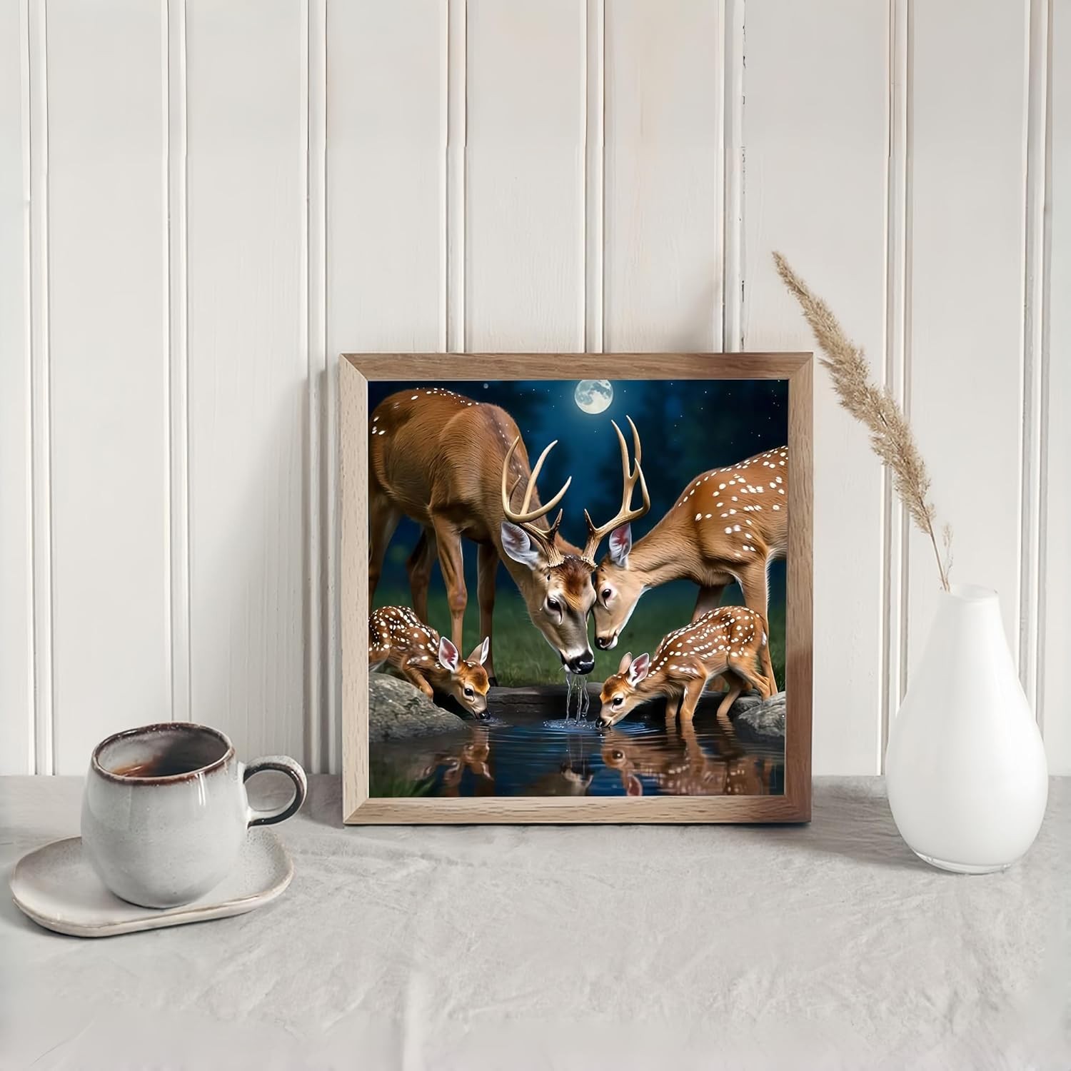 Diamond Art Kits for Adults Deer Family, DIY 5D Diamond Painting Kit for Beginne