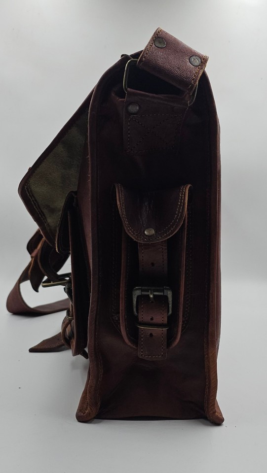 Komal's Passion Brown Leather Vintage Leather Briefcase Crossbody ...