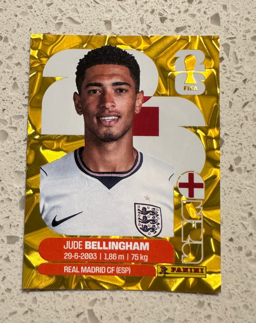 2026 Panini FIFA World Cup Sticker jude Bellingham Gold Crumple Eng11 England