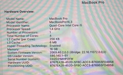 APPLE MACBOOK PRO A2289 2020 13