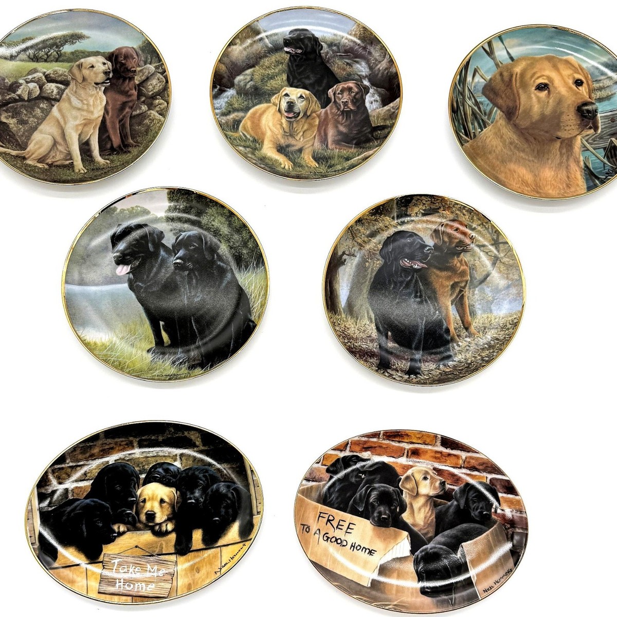 Franklin Mint Labrador Retriever Dog Plate Set by Nigel Hemming