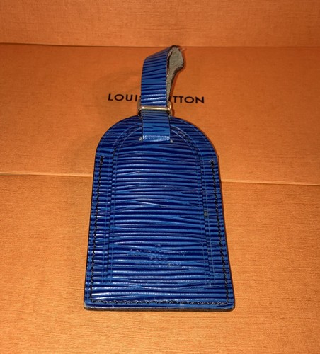 Authentic Louis Vuitton 2 piece Blue Epi Leather Large Luggage Tag & Poignet - Picture 4 of 15