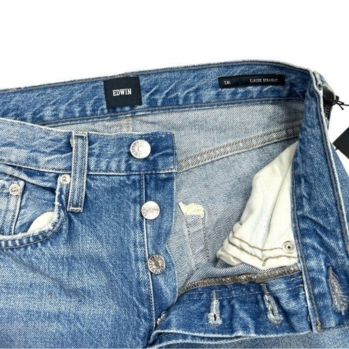 NWT Edwin CAI Classic Straight Jeans in Blue Shield Size 25 Button Fly NEW - Picture 8 of 11