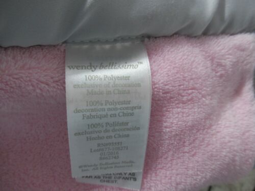 Wendy Bellissimo pink plush baby blanket white lamb gray binding trim - Picture 3 of 6