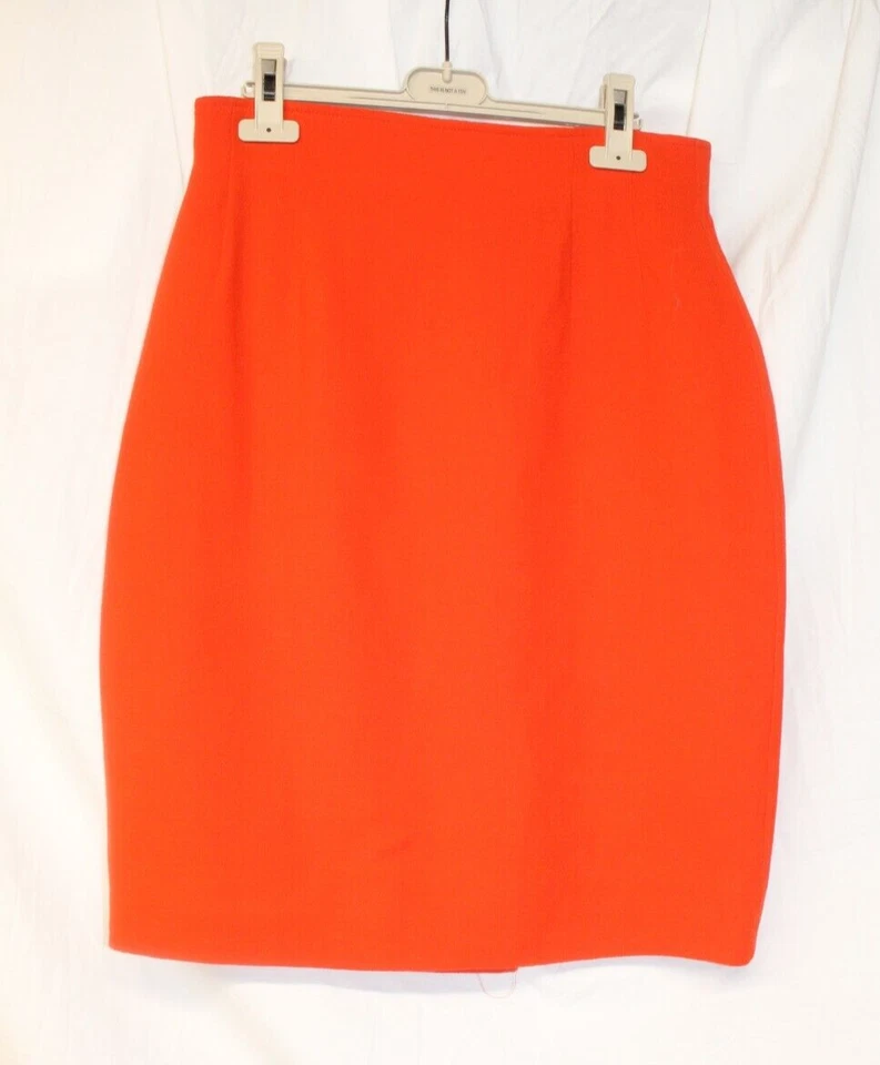 复古 EMANUEL UNGARO 橙色 100% 羊毛裙子 尺寸 8 EU 42 全衬里铜笔