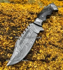 Custom Handmade Tactical Survival Knife Forged Damascus Fixed Blade Camel Bone
