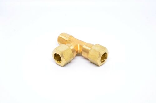 3/8 Tube OD Compression to 1/4 Male Npt Run Tee Fitting Adapter HVAC Air - Picture 3 of 6