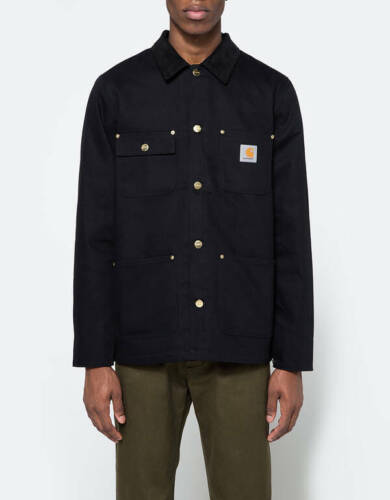 Carhartt Wip Michigan Chore Jacket Black Rinsed Blanket Lined Coat Ship World