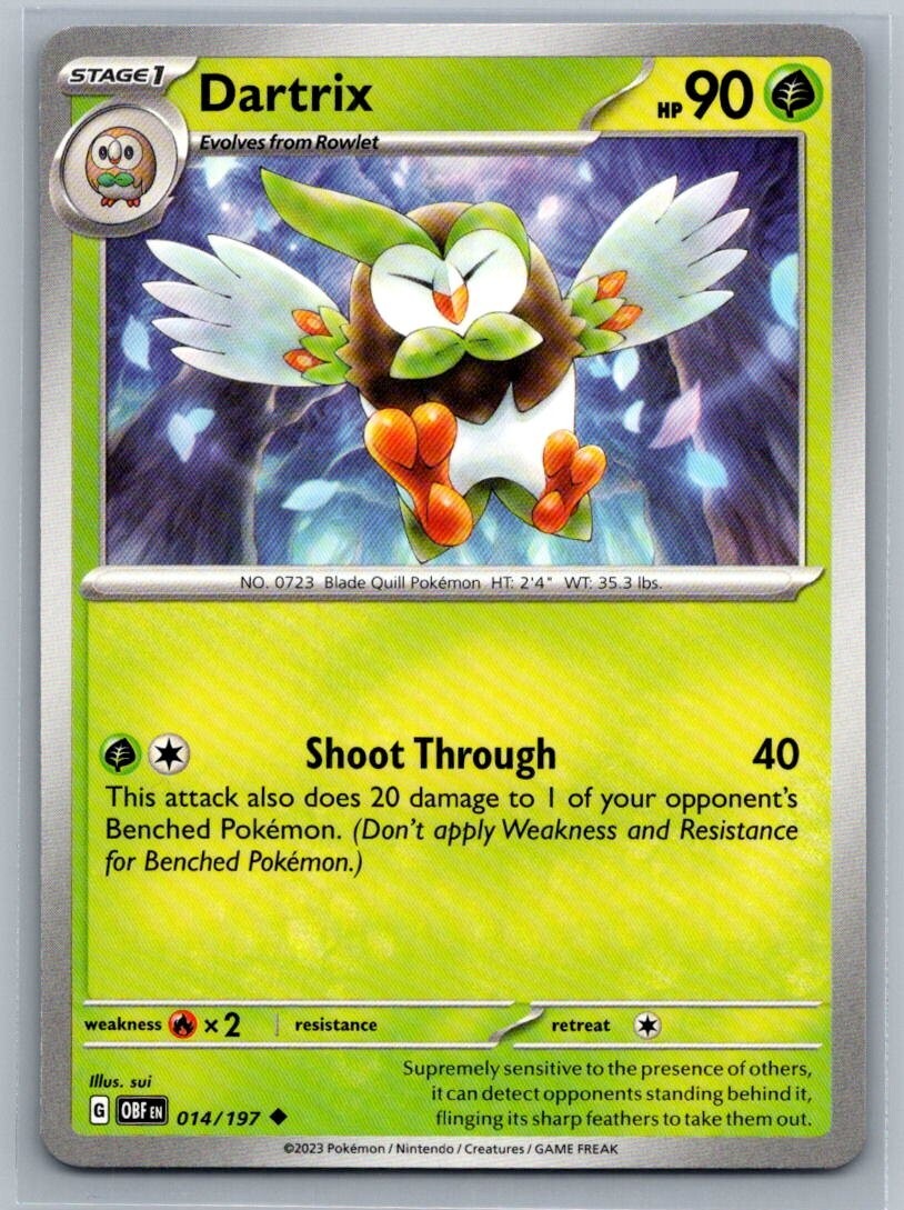 Dartrix 14/197 Obsidian Flames Uncommon Pokémon TCG 2023