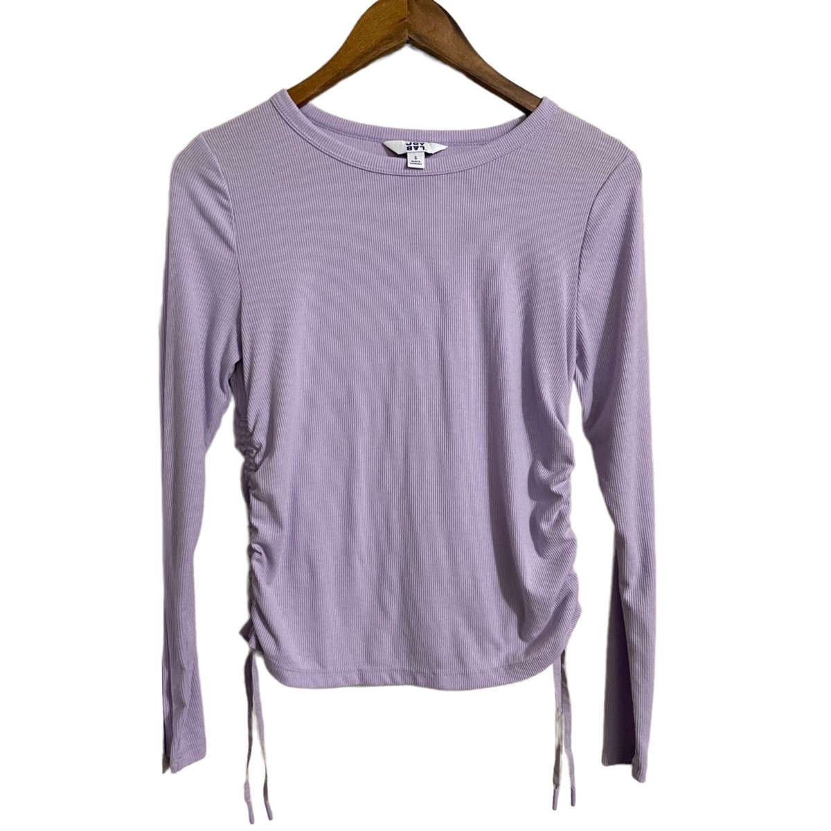 Joy Lab Womens Purple Y2K Ruched Tie Sides Long Sleeve